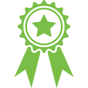 Green Medal Ribbon with a Star Symbolizing an Award or Certification Badge